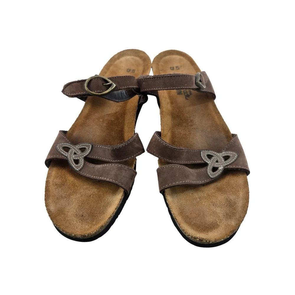 Naot Brown Leather Celtic Knot Wedge Sandals Womens 42 US 11-11.5 Made in Israel